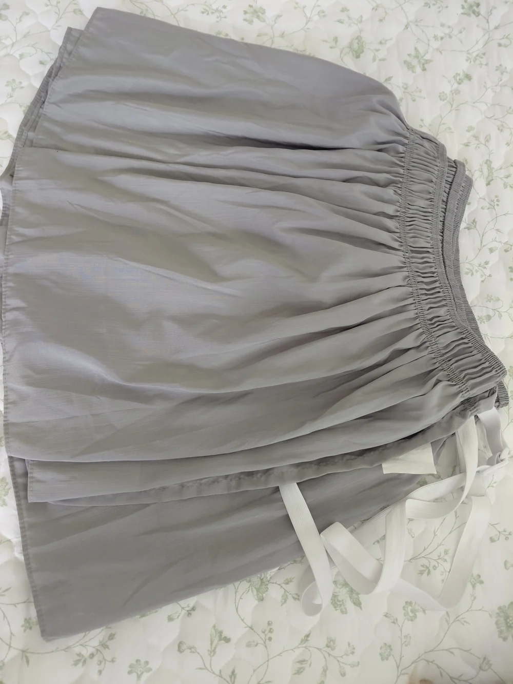 White Mattress Cover with Light Gray Bedskirt - (Brand)